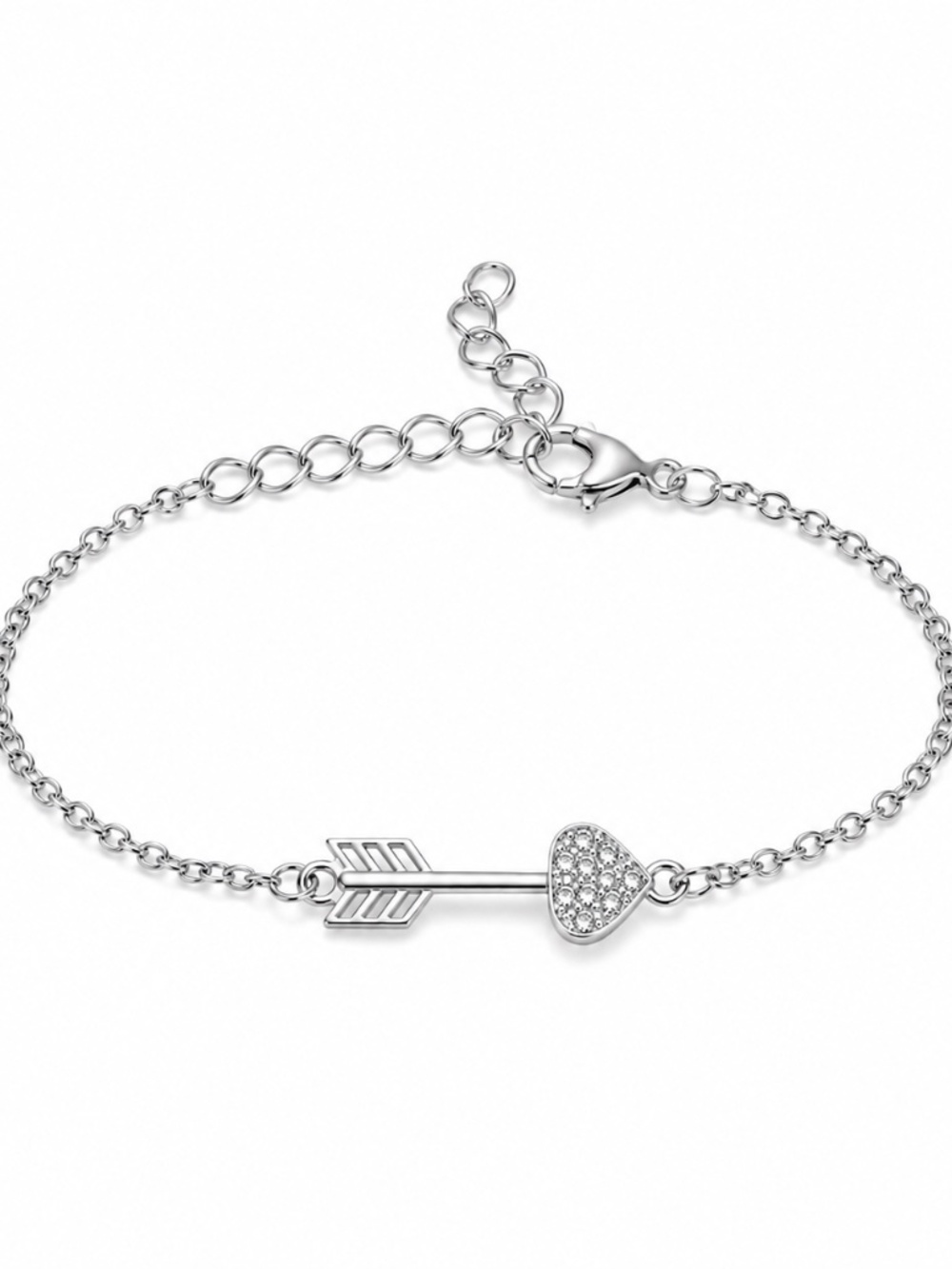 Silver-Tone Heart & Arrow Bracelet